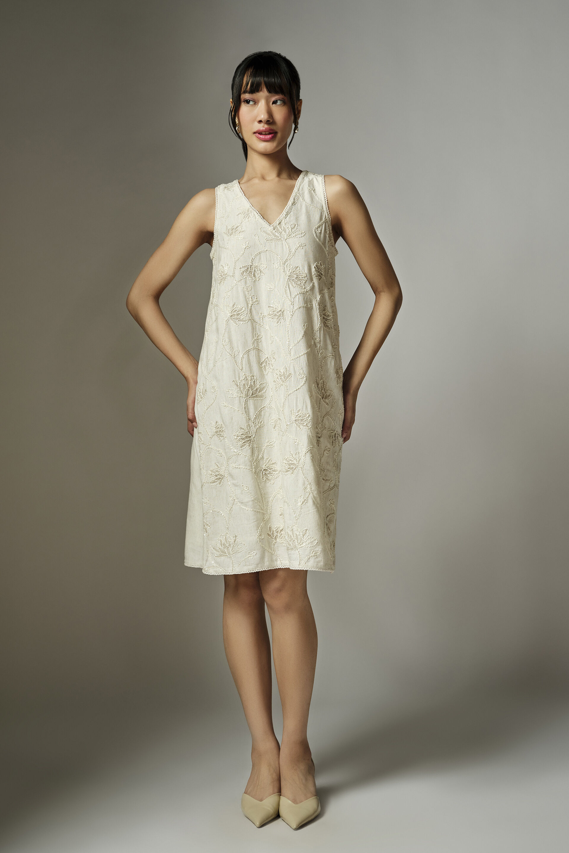 Natural Embroidered Dress